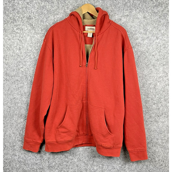 LL Bean Mens Katahdin Iron Works Hooded Sweatshirt Sz XLT Fleece Lined Workwear - Picture 1 of 9